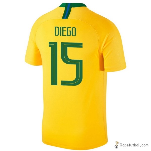 Camiseta Brasil Replica Primera Ropa Diego 2018 Amarillo